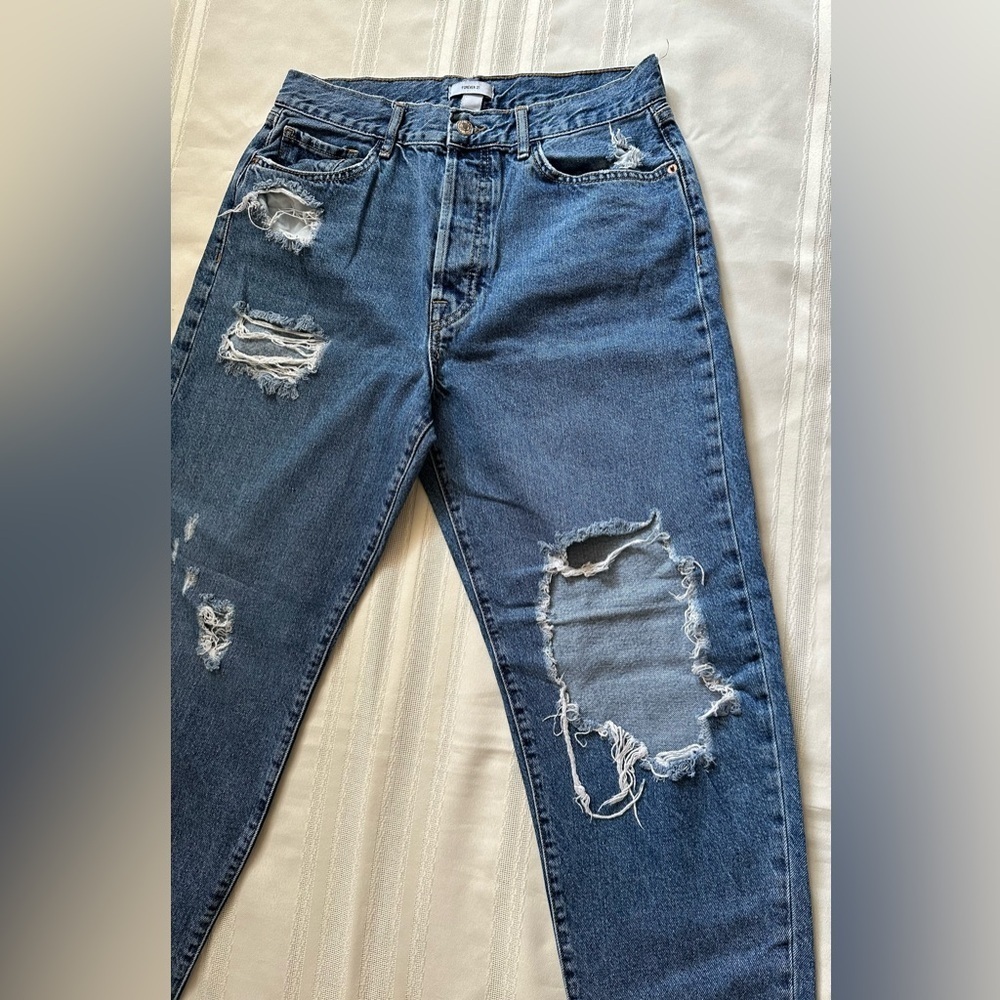 Forever 21 Women's Relaxed Blue Distressed Jeans - Picture 11 of 14